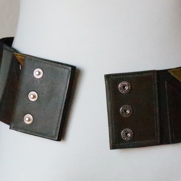 Gaultier stretch leather/suede patch elastic belt main image 4